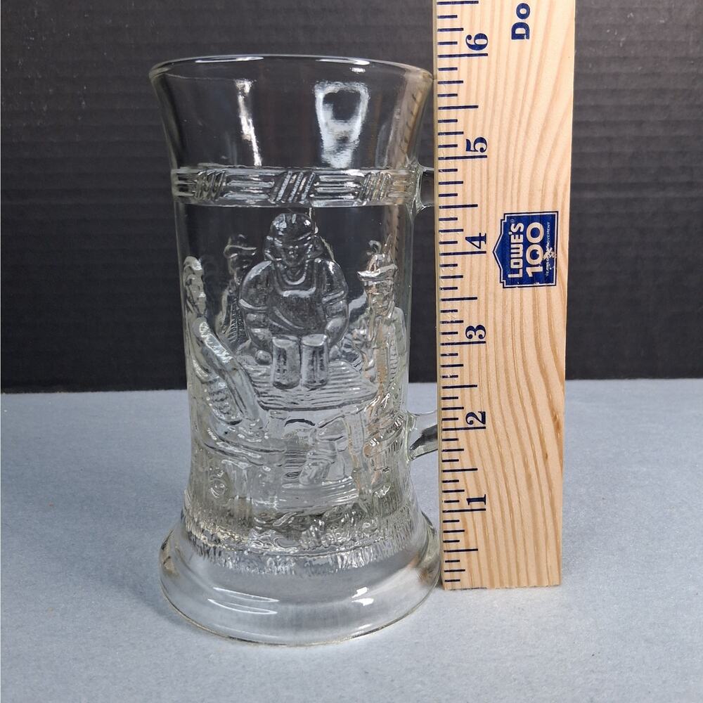 Indiana Glass Tiara Tavern Beer Stein Glass w/ Handle Relief Bar Scene Clear VTG - Picture 7 of 7